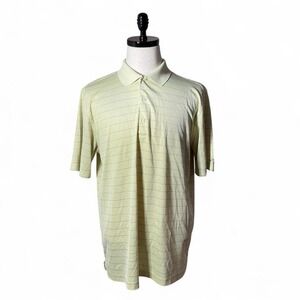 Greg Norman ML75 Play Dry Golf Polo Shirt‎ Striped Yellow Mens Large